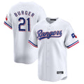 MATTH T.Rangers #21 Jake Burger Player White&Blue Home Limited Stitched Jerseys
