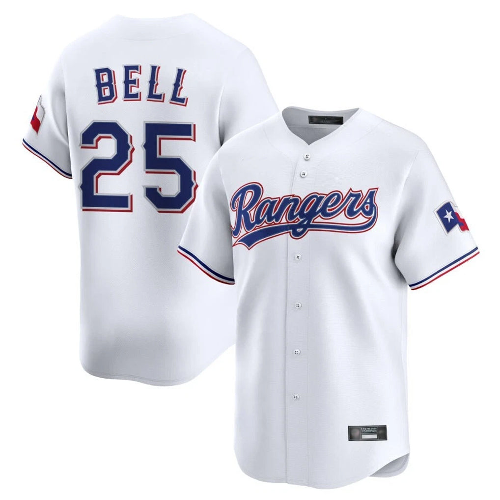 MATTH T.Rangers #25 Buddy Bell Player White Home Limited Stitched Jerseys