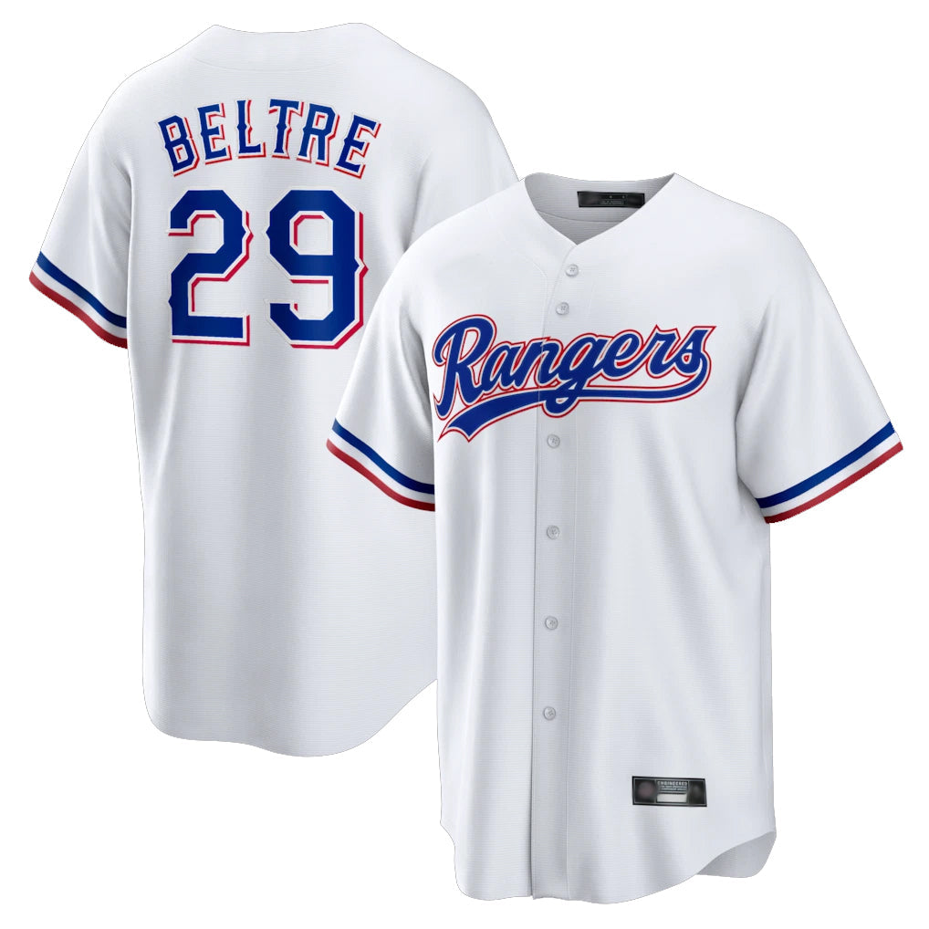 MATTH T.Rangers #29 Adrian Beltre Player White Home Game Stitched Jerseys