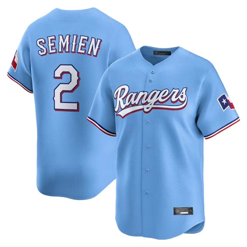 MATTH T.Rangers #2 Marcus Semien Player Light Blue Limited Home Stitched Jerseys