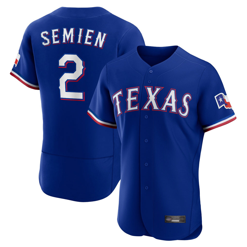 MATTH T.Rangers #2 Marcus Semien Player Royal Elite Home Limited Stitched Jerseys