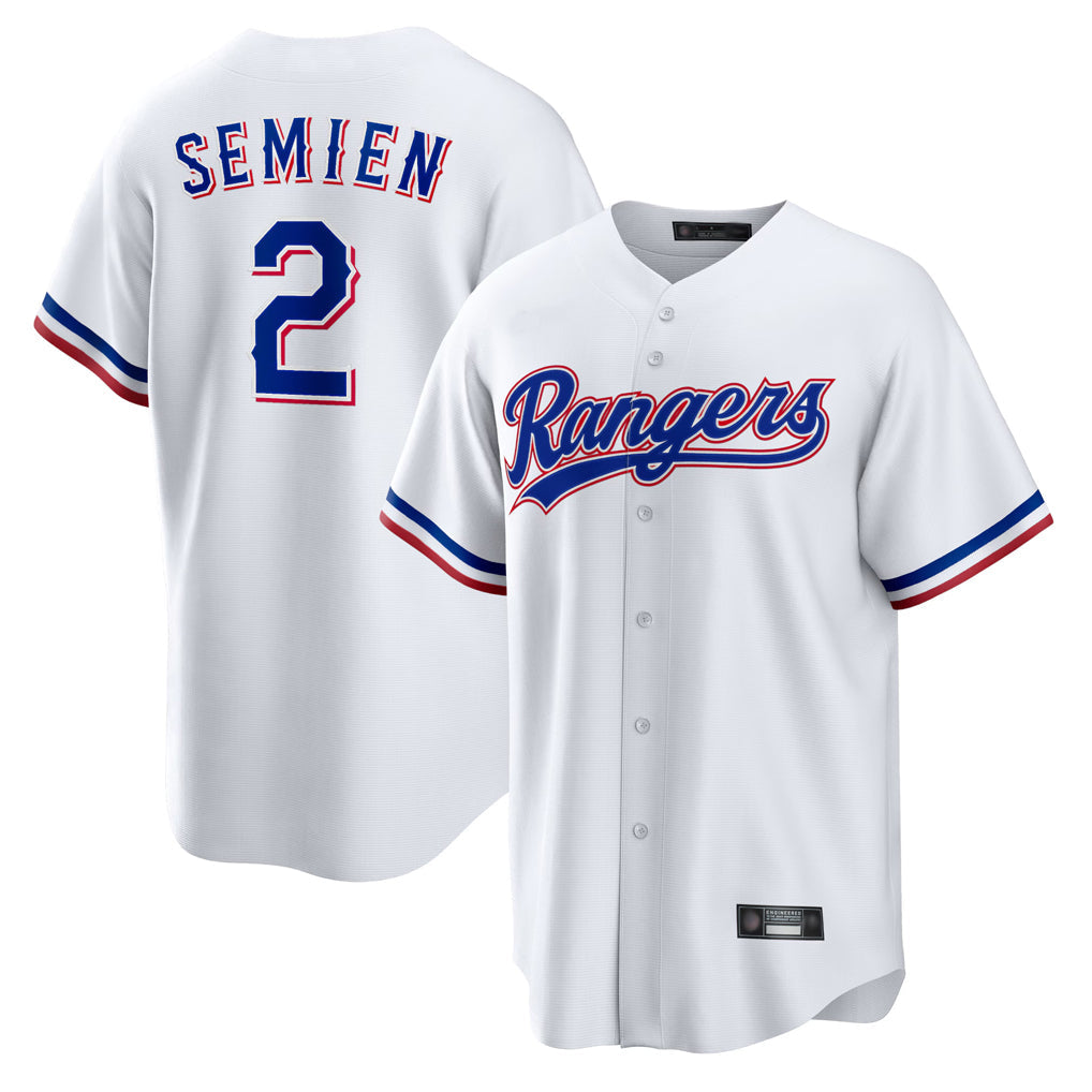 MATTH T.Rangers #2 Marcus Semien Player White Replica Game Stitched Jerseys