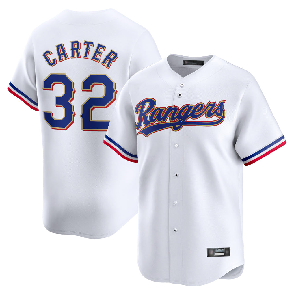 MATTH T.Rangers #32 Evan Carter Player Gold Collection Limited Edition White Stitched Jerseys