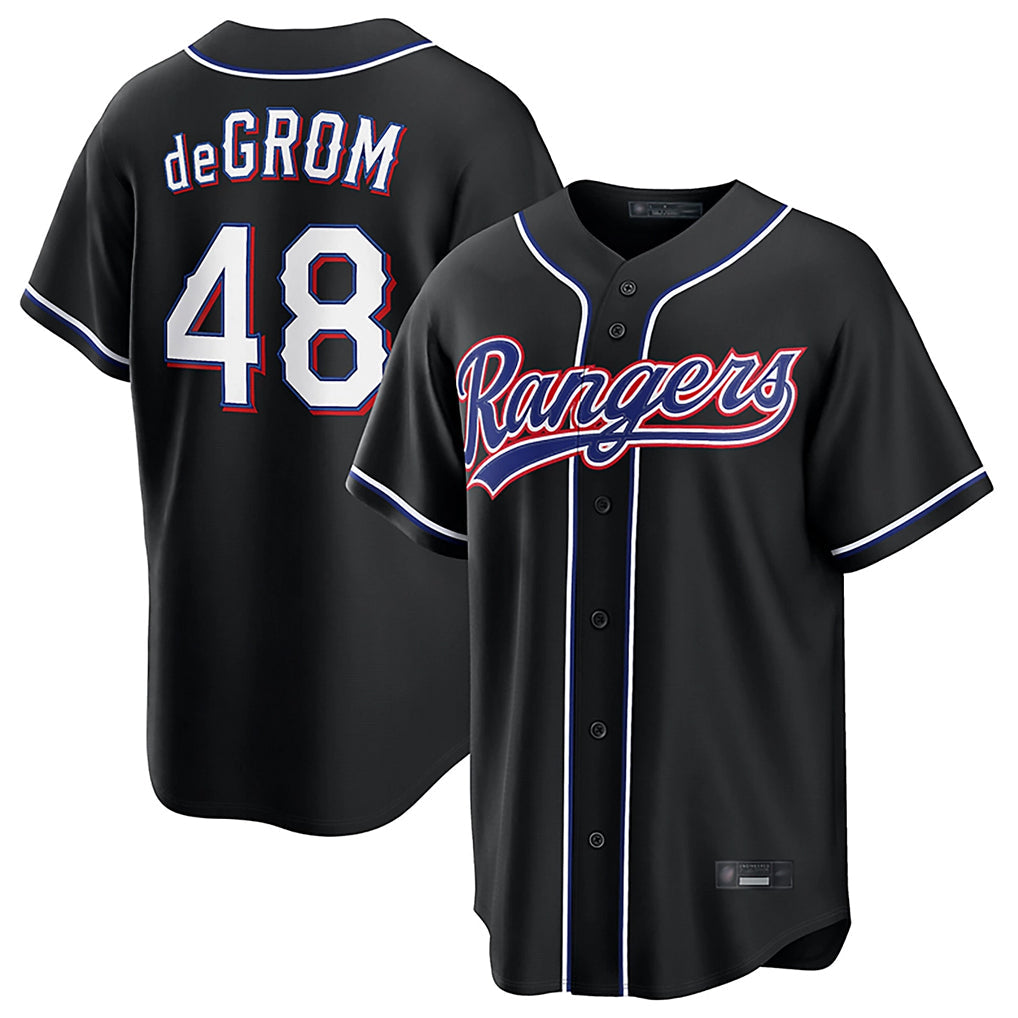 MATTH T.Rangers #48 Jacob deGrom Player Black 2026 Out Fashion Replica Stitched Jerseys