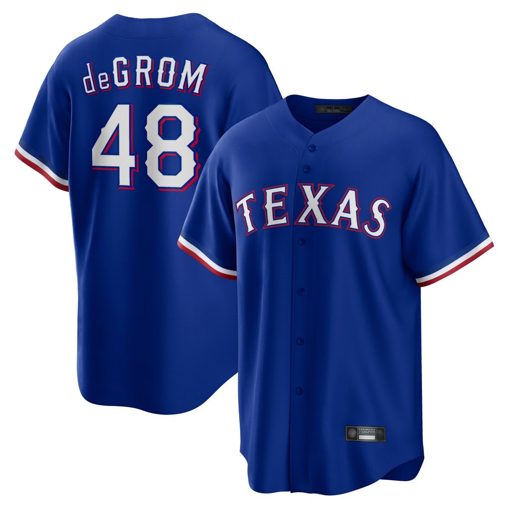 MATTH T.Rangers #48 Jacob deGrom Player Royal Home Game Stitched Jerseys