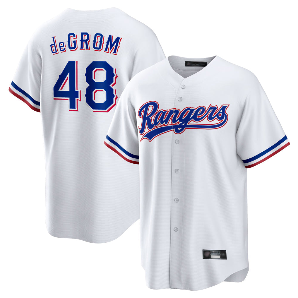 MATTH T.Rangers #48 Jacob deGrom Player White Home Limited Game Stitched Jerseys
