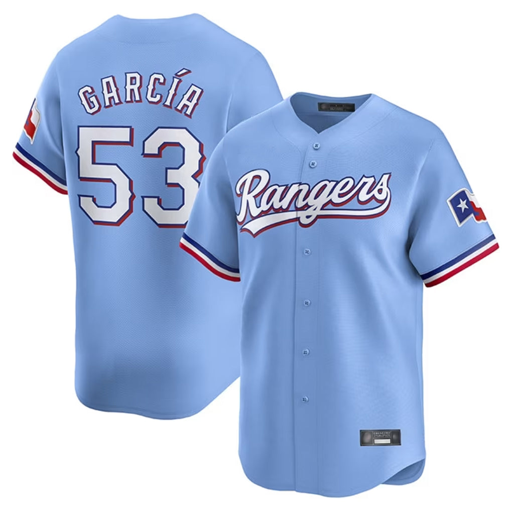 MATTH T.Rangers #53 Adolis Garcia Player Light Blue Home Limited Stitched Jerseys