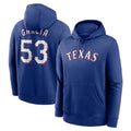 MATTH T.Rangers #53 Adolis Garcia Player Royal Pullover Hoodie Stitched Jerseys