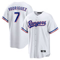 MATTH T.Rangers #7 Ivan Rodriguez Player White Home Game Stitched Jerseys