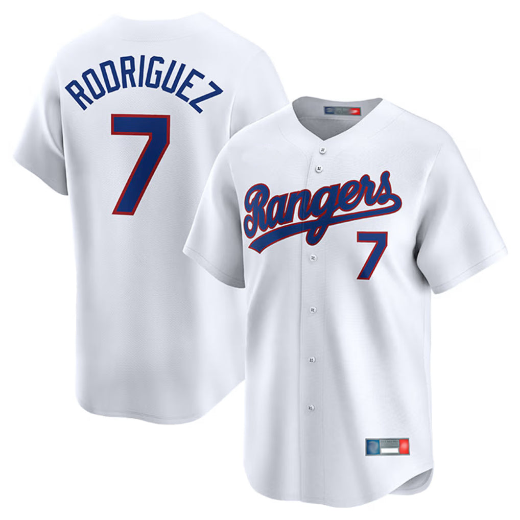 MATTH T.Rangers #7 Ivan Rodriguez Player White Home Limited Stitched Jerseys
