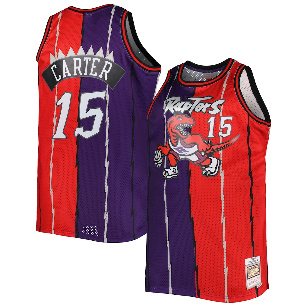 MATTH T.Raptors Mitchell & Ness Purple Red Big & Tall Hardwood Classics 1998-99 Split Swingman Jerseys