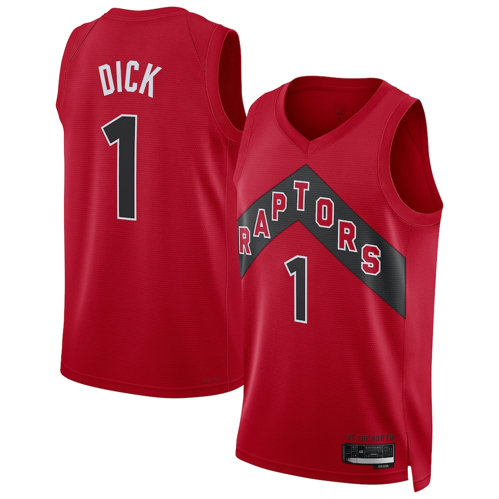 MATTH T.Raptors #1 Gradey Dick Red Swingman Player Jerseys - Icon Edition