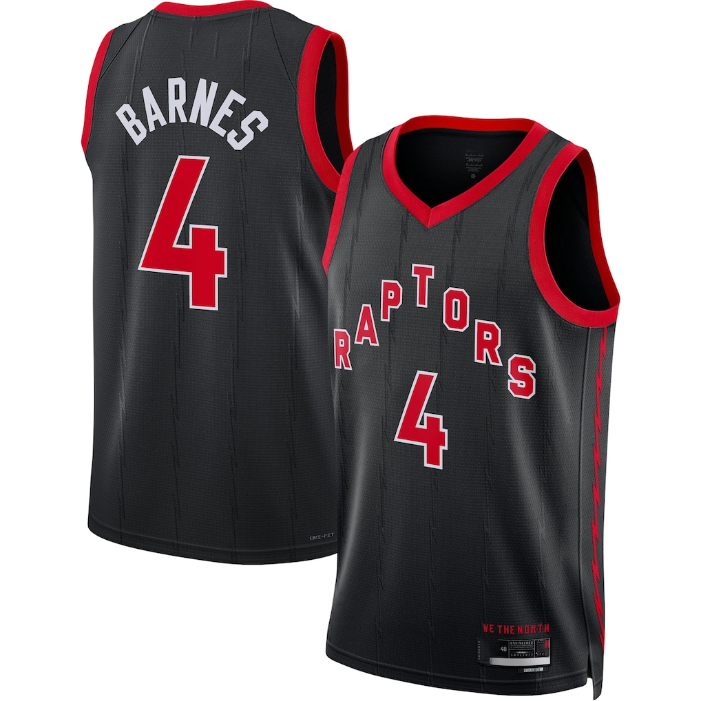 MATTH T.Raptors #4 Scottie Barnes Black Swingman Jerseys - Statement Edition