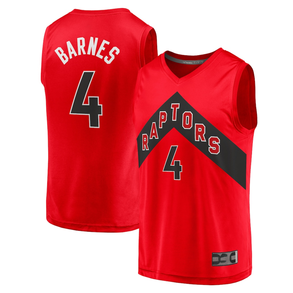 MATTH T.Raptors #4 Scottie Barnes Red Fast Break Replica Jerseys - Icon Edition