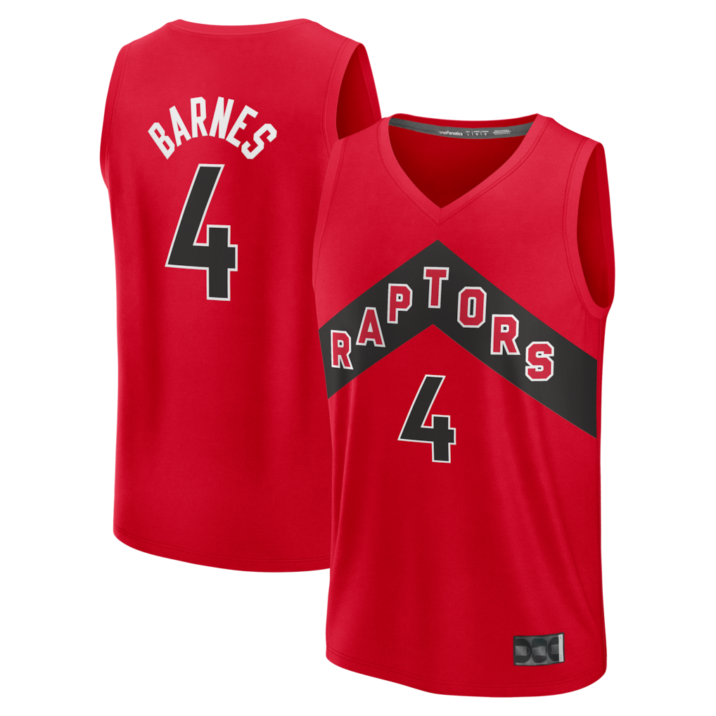 MATTH T.Raptors #4 Scottie Barnes Red Fast Break Replica Jerseys - Icon Edition