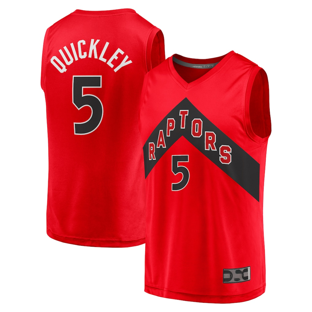 MATTH T.Raptors #5 Immanuel Quickley Red Fast Break Player Jerseys - Icon Edition