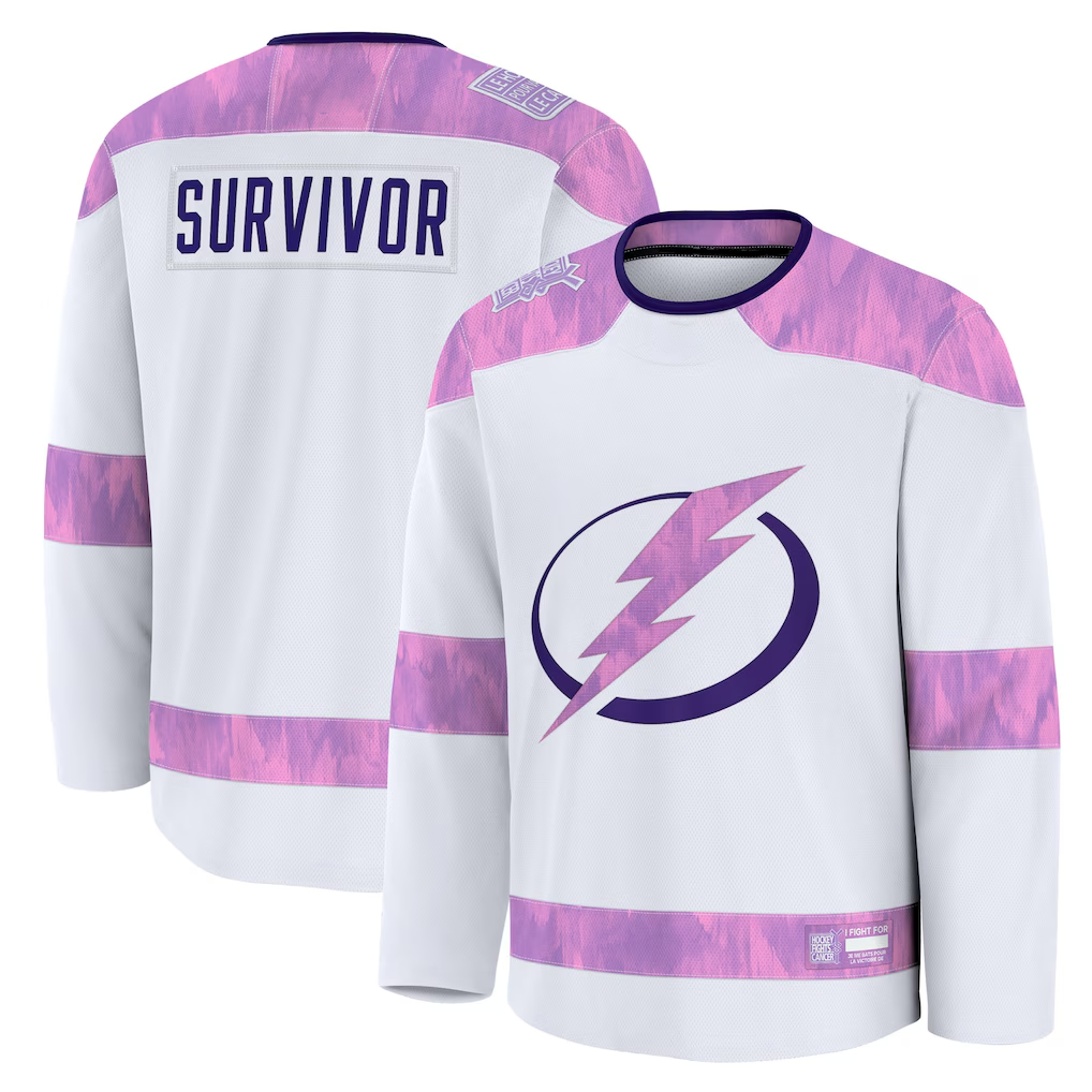 MATTH TB.Lightning White Hockey Fights Cancer Survivor Practice Jerseys