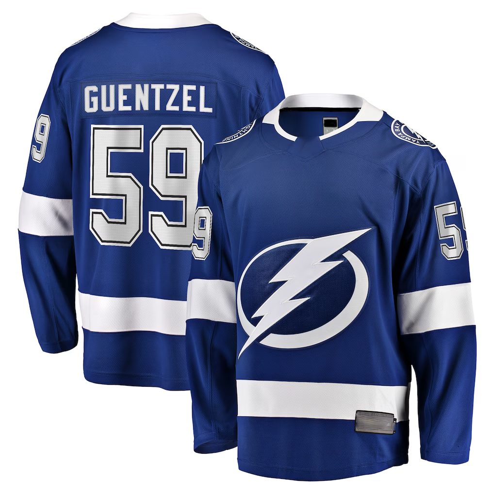 MATTH TB.Lightning #59 Jake Guentzel Blue Home Premier Breakaway Player Jerseys