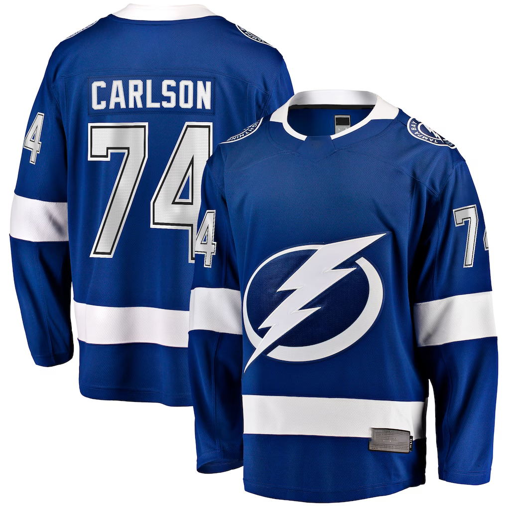 MATTH TB.Lightning #74 John Carlson Blue Home Breakaway Jerseys