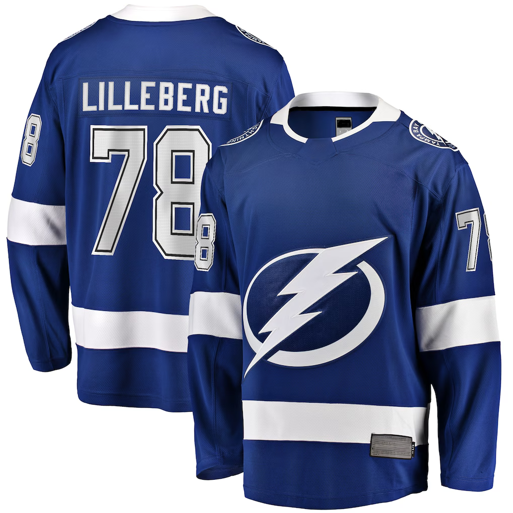 MATTH TB.Lightning #78 Emil Lilleberg Blue Home Premier Breakaway Player Jerseys