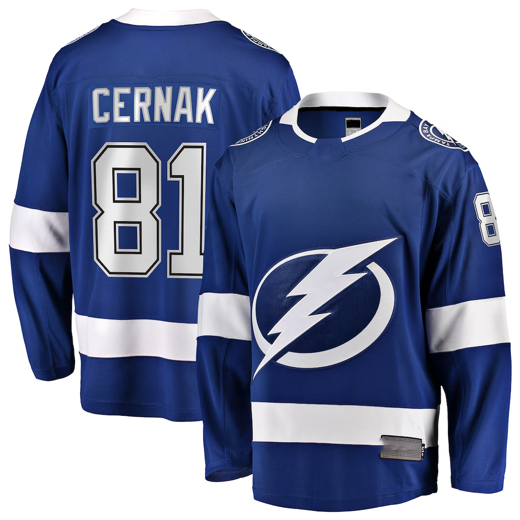 MATTH TB.Lightning #81 Erik Cernak Blue Home Breakaway Player Jerseys