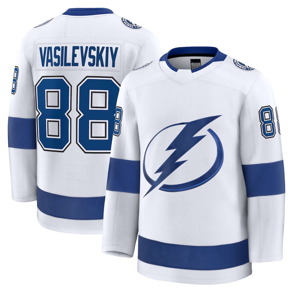 MATTH TB.Lightning #88 Andrei Vasilevskiy White Away Premium Jerseys