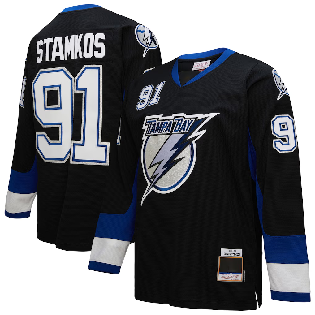 MATTH TB.Lightning #91 Steven Stamkos Mitchell & Ness Black 2008?09 Power Play Jerseys