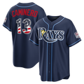 MATTH TB.Rays #13 Junior Caminero Navy USA 250 Fourth of July Road Stadium Jersey