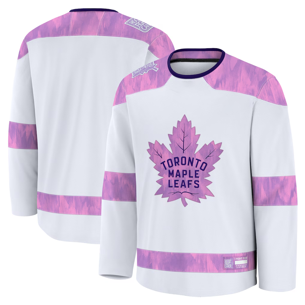 MATTH T.Maple Leafs White 2024 Hockey Fights Cancer Practice Jerseys