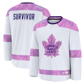 MATTH T.Maple Leafs White Hockey Fights Cancer Survivor Practice Jerseys