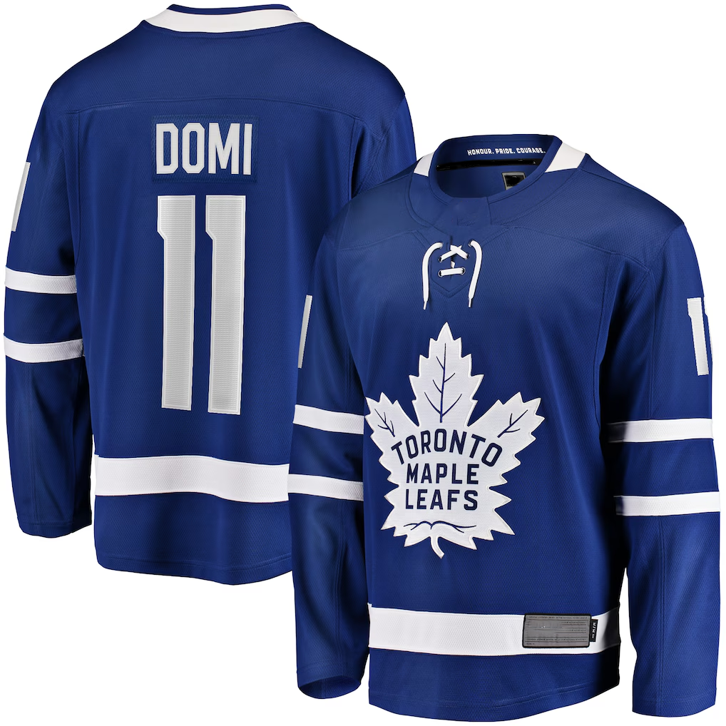 MATTH T.Maple Leafs #11 Max Domi Blue Home Breakaway Jerseys