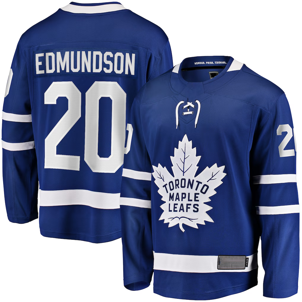 MATTH T.Maple Leafs #20 Joel Edmundson Blue Home Premier Breakaway Player Jerseys