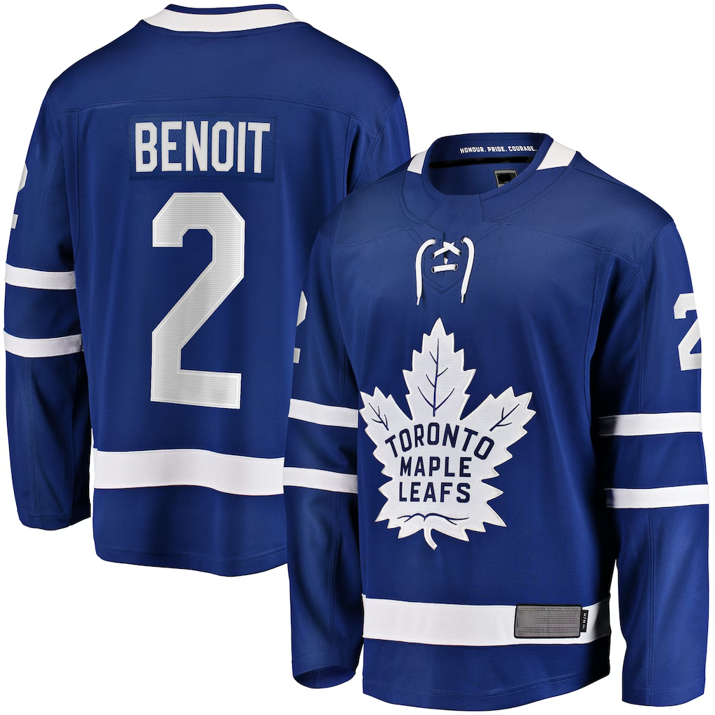 MATTH T.Maple Leafs #2 Simon Benoit Blue Home Premier Breakaway Player Jerseys