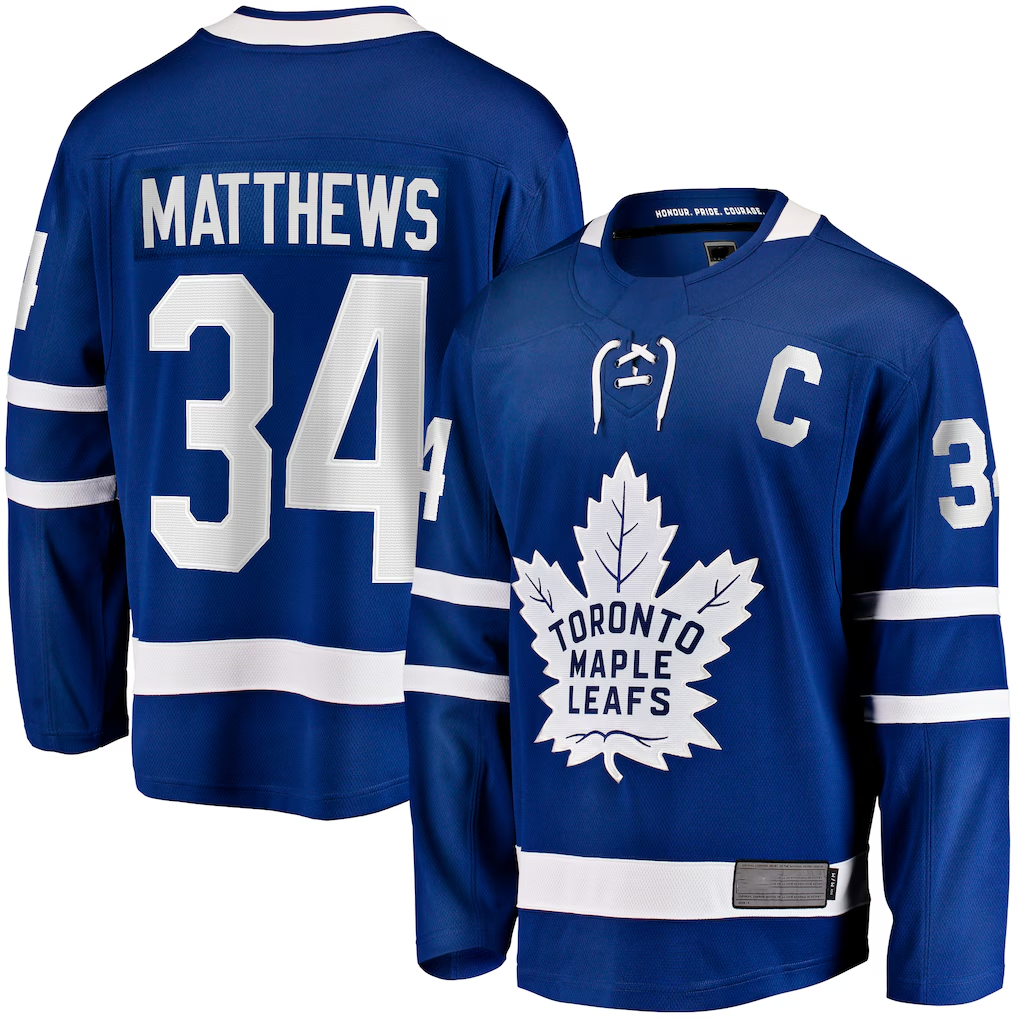 MATTH T.Maple Leafs #34 Auston Matthews Blue Captain Patch Home Breakaway Player Jerseys