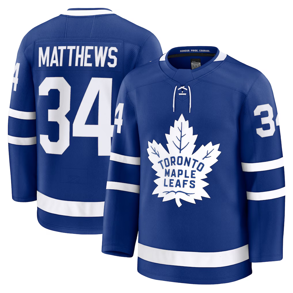 MATTH T.Maple Leafs #34 Auston Matthews Blue Home Premium Jerseys