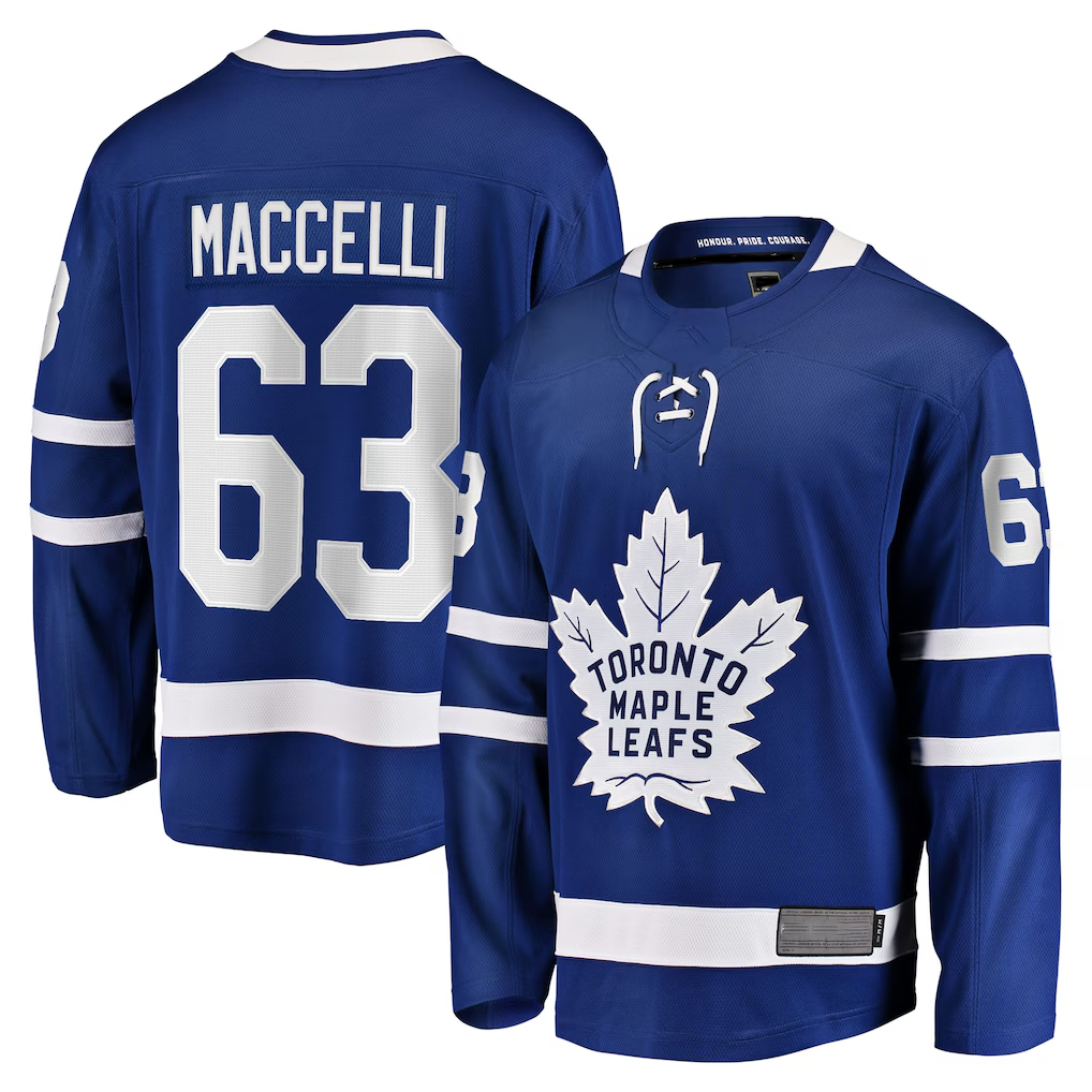 MATTH T.Maple Leafs #63 Matias Maccelli Blue Home Breakaway Jerseys