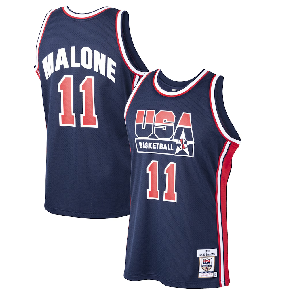 MATTH U.Jazz #11 Karl Malone Mitchell & Ness Navy 1992 Dream Team Authentic Jerseys