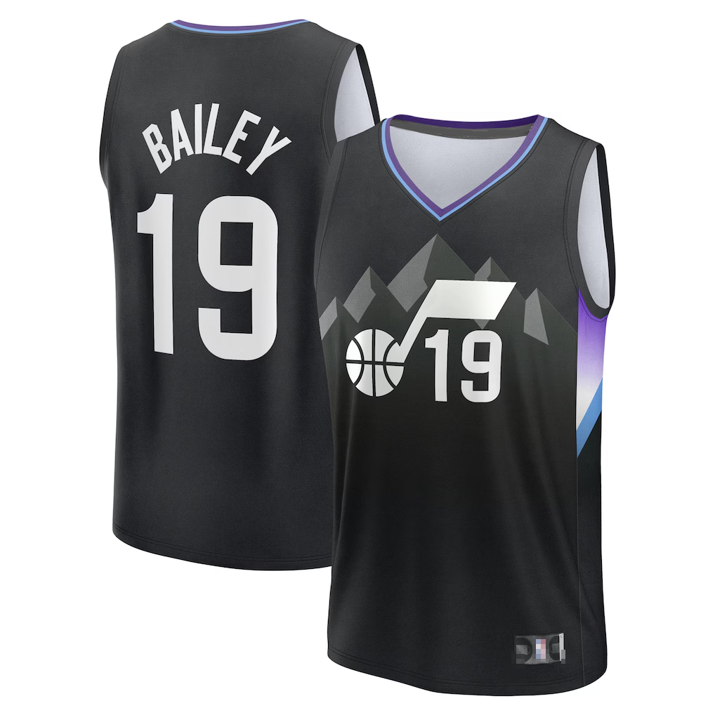 MATTH U.Jazz #19 Ace Bailey Fanatics Black 2025 Draft First Round Pick Fast Break Replica Jerseys - Statement Edition
