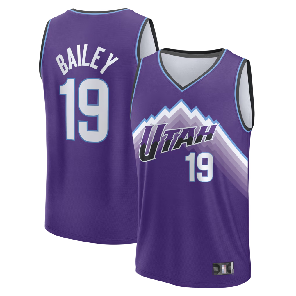 MATTH U.Jazz #19 Ace Bailey Fanatics Purple Fast Break Replica Jerseys - Icon Edition