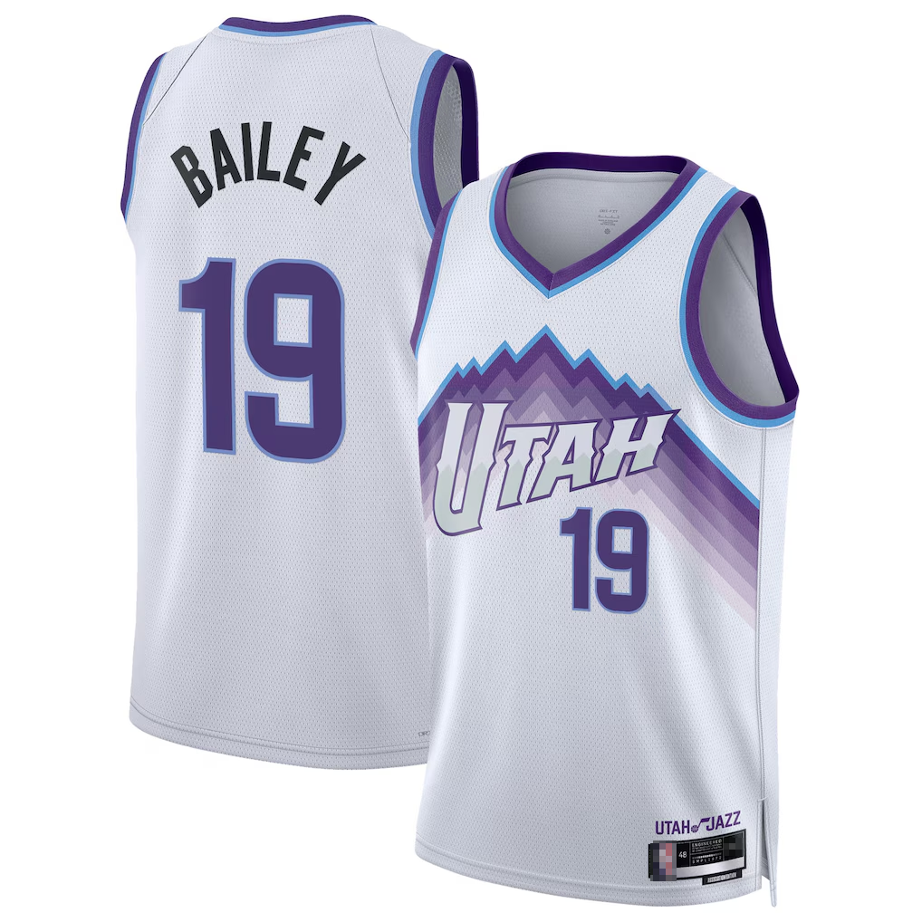 MATTH U.Jazz #19 Ace Bailey White Swingman Jerseys- Association Edition