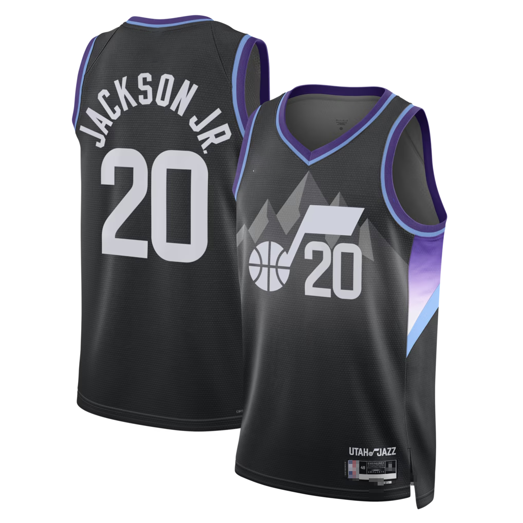 MATTH U.Jazz #20 Jaren Jackson Jr. Black Swingman Jerseys - Statement Edition