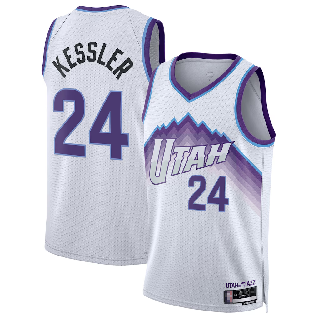MATTH U.Jazz #24 Walker Kessler White Swingman Jerseys - Association Editio