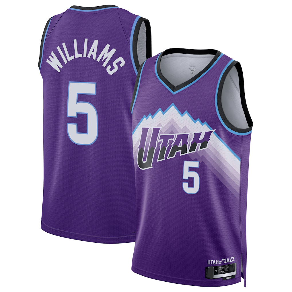 MATTH U.Jazz #5 Cody Williams Purple Swingman Jerseys - Icon Edition