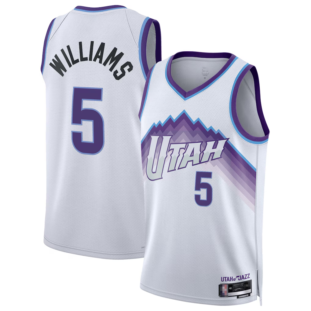 MATTH U.Jazz #5 Cody Williams White Swingman Jerseys - Association Edition