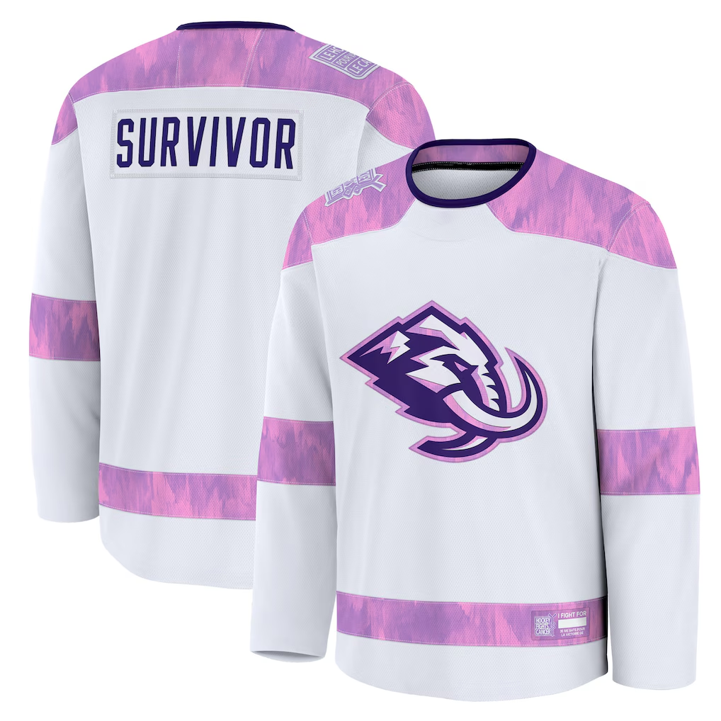 MATTH U.Mammoth White Hockey Fights Cancer Survivor Practice Jerseys