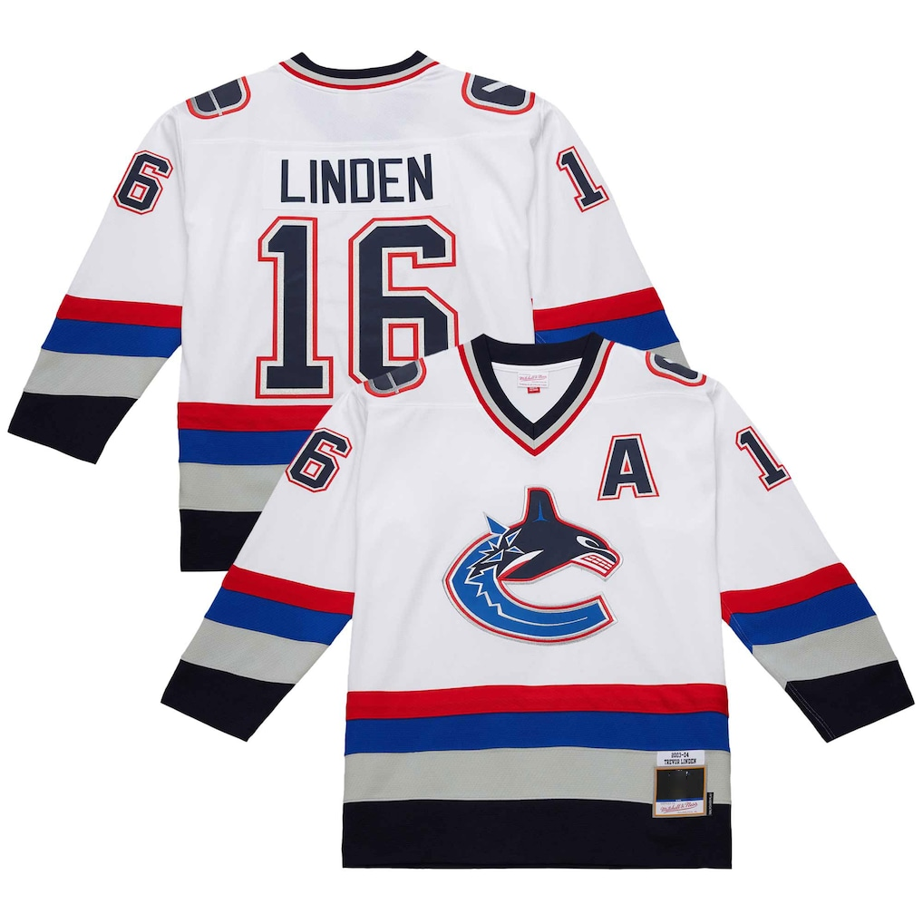 MATTH V.Canucks #16 Trevor Linden White 2003-04 Power Play Jerseys