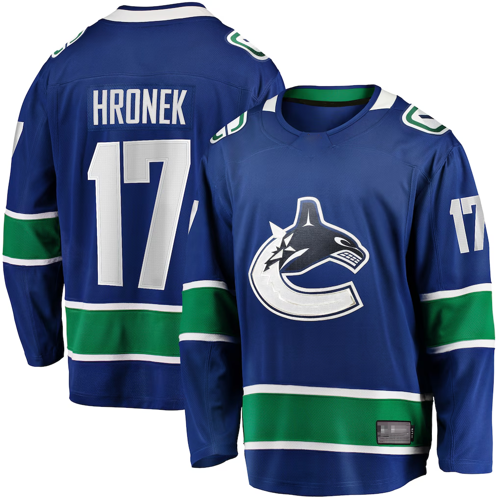 MATTH V.Canucks #17 Filip Hronek Blue Home Breakaway Jerseys