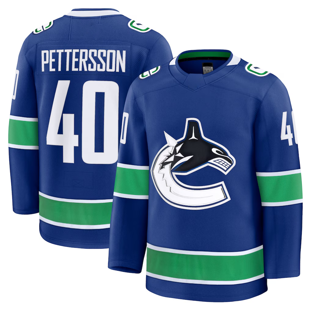 MATTH V.Canucks #40 Elias Pettersson Blue Home Premium Jerseys