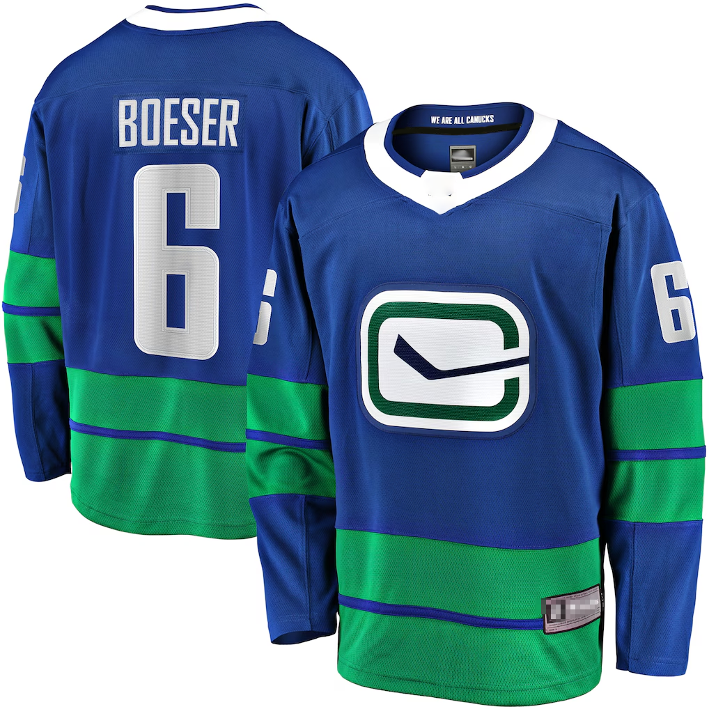MATTH V.Canucks #6 Brock Boeser Blue Breakaway Jerseys