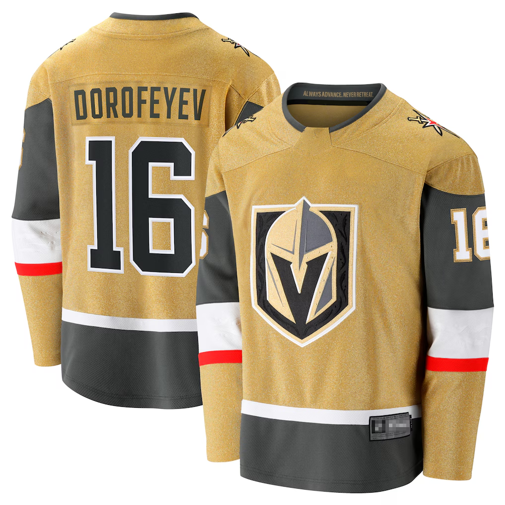 MATTH V.Golden Knights #16 Pavel Dorofeyev Gold Premier Breakaway Player Jerseys